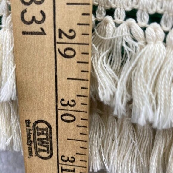 Umgee Womens Tunic Dress Size Small Kelly Green Crochet Flowers Fringe Hems Boho - Picture 4 of 7